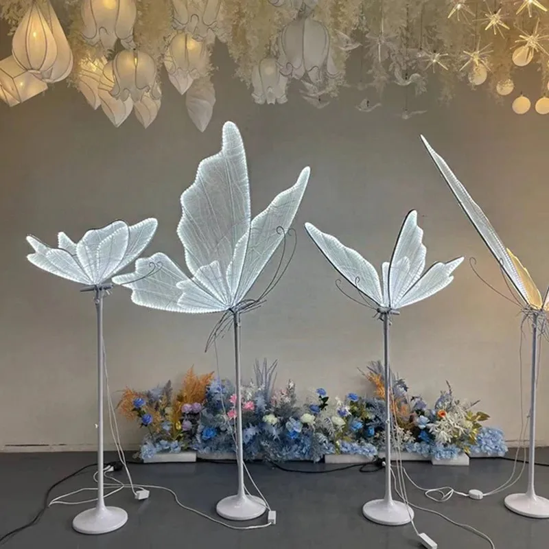 

Wedding Light Butterflies Floor LED Lace Lamp Romantic Creative Hanging Butterfly Lamps Road Load Walkway on Party Stage Lights.