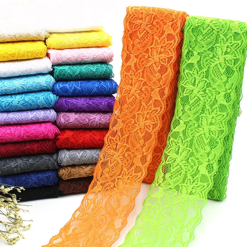 8cm Width Elastic Colorful Lace Ribbon DIY Handmade Crafts Supplies Apparel Sewing & Fabric Garment Accessories White Lace Tape lace ribbon lace garment accessories lace sewing supplies lace accessories lace sewing accessories