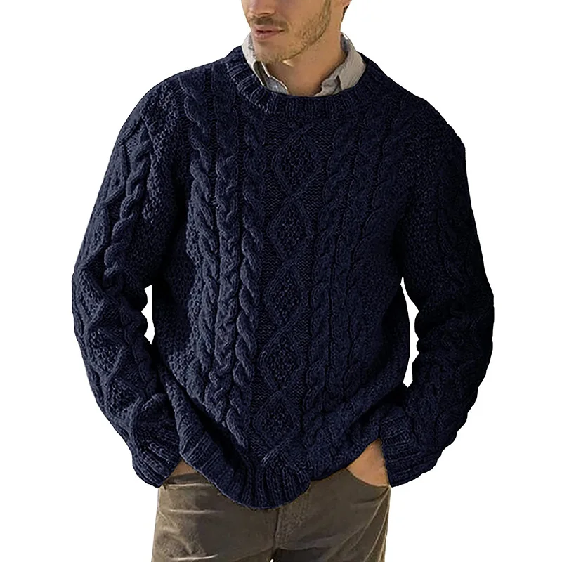 Men's Sweater Autumn And Winter New Round Neck Solid Color Casual Large Size Sweater