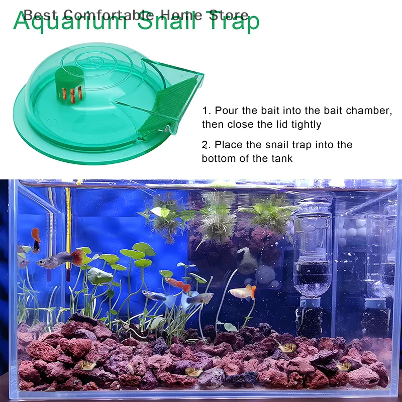 Aquarium Snail Trap Plastic Snail Catcher For Freshwater Fish Tank Green Catch Box