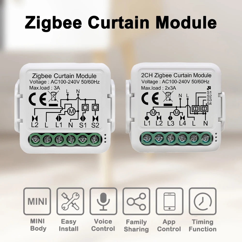 Tuya Smart ZigBee Blind Curtain Switch Module Support 2 Way Control Roller Shutt