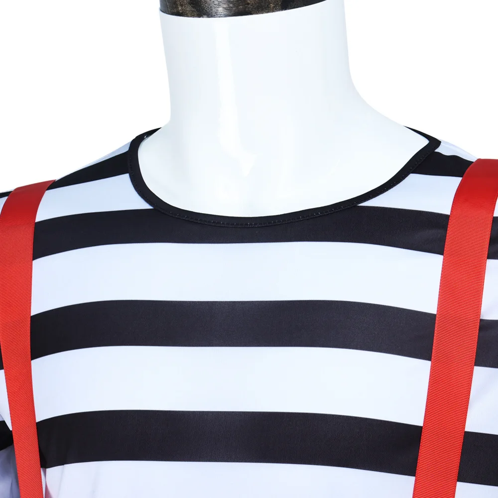 Generic Black and White Striped Mime Costume with Mirror Prop for Men (Unofficial)