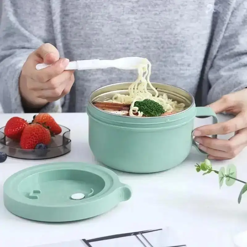 New 450ml Stainless Steel Food Insulation Bucket Portable Folding Tableware Student White-collar Lunch Box Sealed And Leak-proof