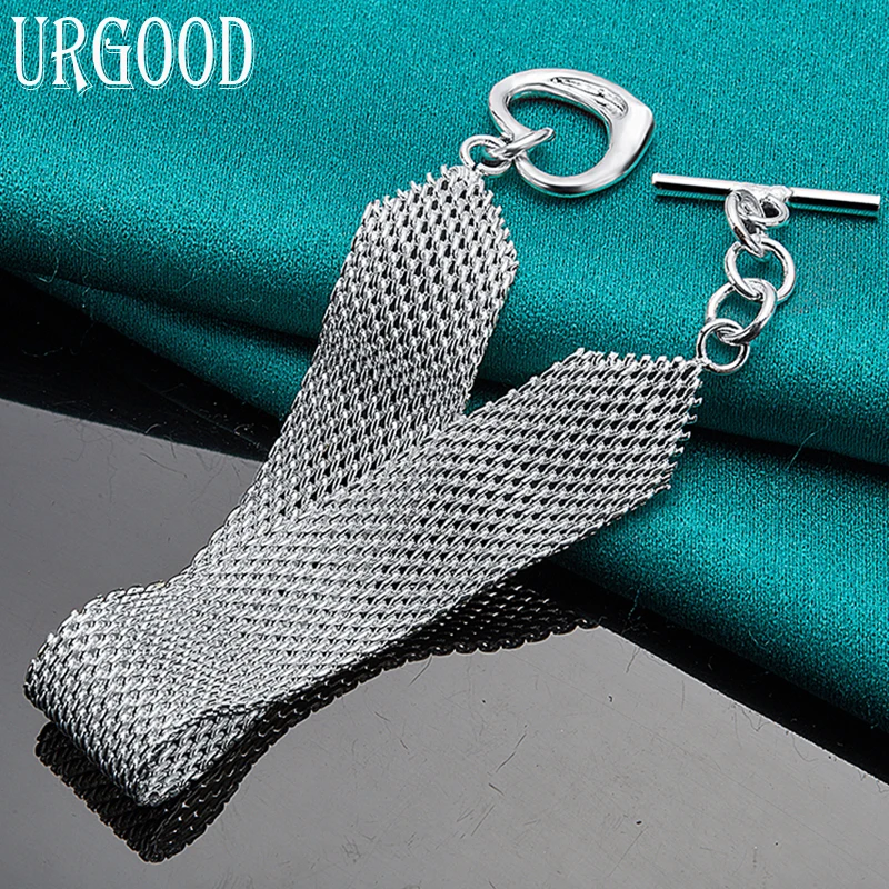 

925 Sterling Silver Watchband Network Heart Chain Bracelet For Women Men Party Engagement Wedding Fashion Jewelry