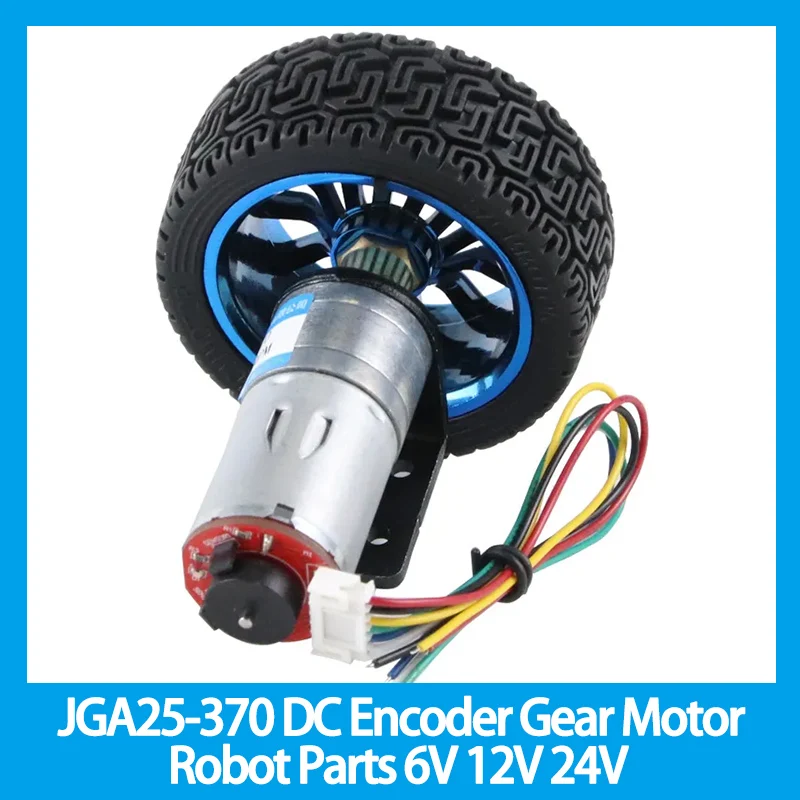 Motores com Engrenagens para Robot Toy Car Jga25370 dc Codificador Gear Motor Robot Parts 6v 12v 24v 65 mm Roda Kit Set