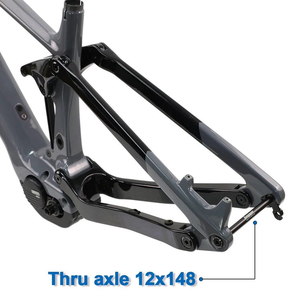 Carbon Electric Bike Frame M820 Mid-Motor 250W E-bike Frame 27.5/29ER 15/17/19/21inch Carbon Gray MTB Intube Battery