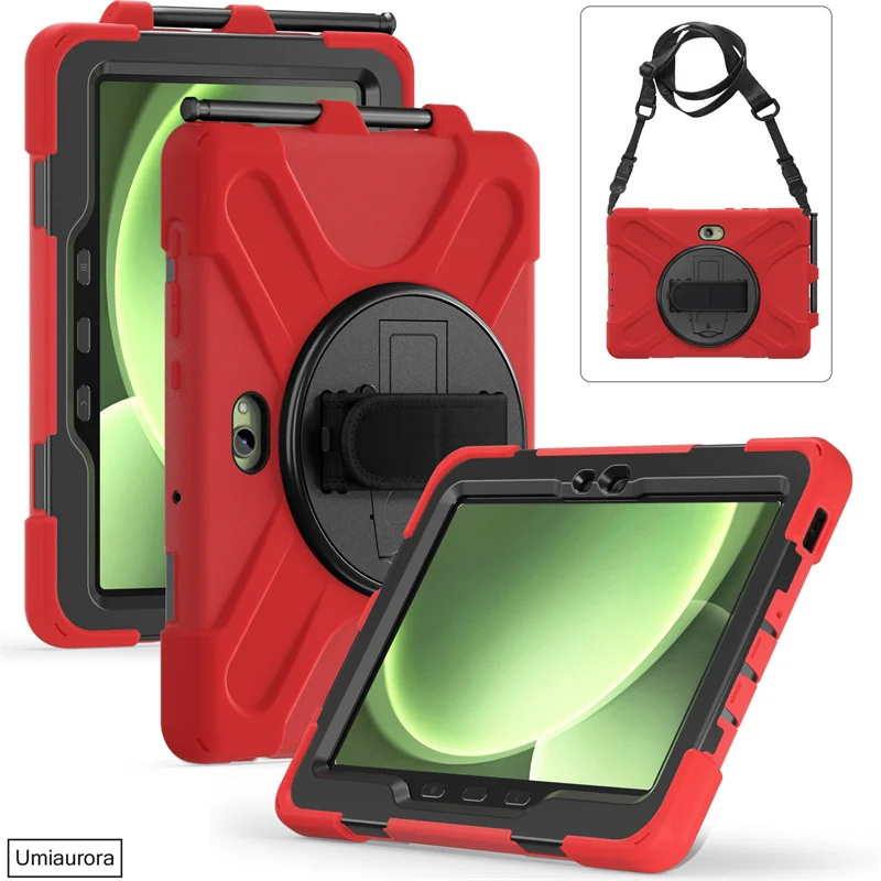 Shockproof Rugged Tablet Case with Hand and Shoulder Strap - Stand Feature Included