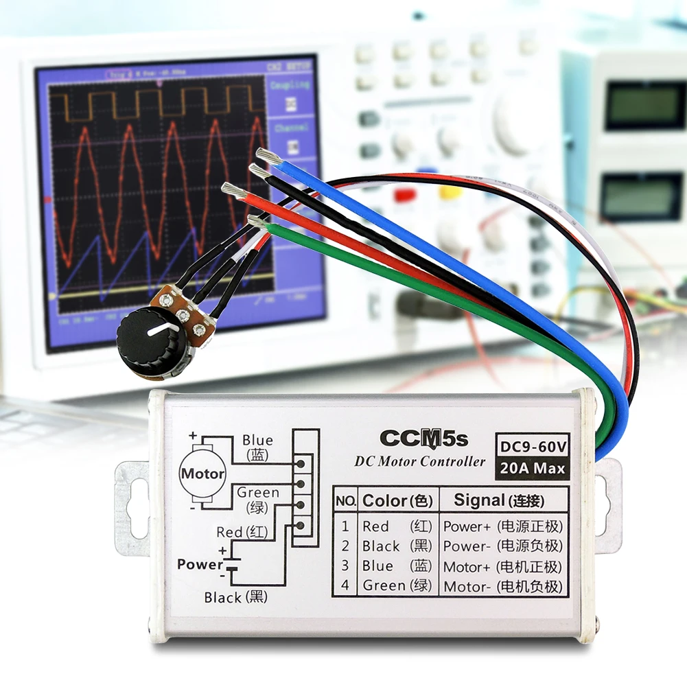 Stepless DC Motor Speed Controller DC 9V-60V 12V 24V 60V 20A Motor Pulse Width Modulator Regulator PWM Speed Regulator
