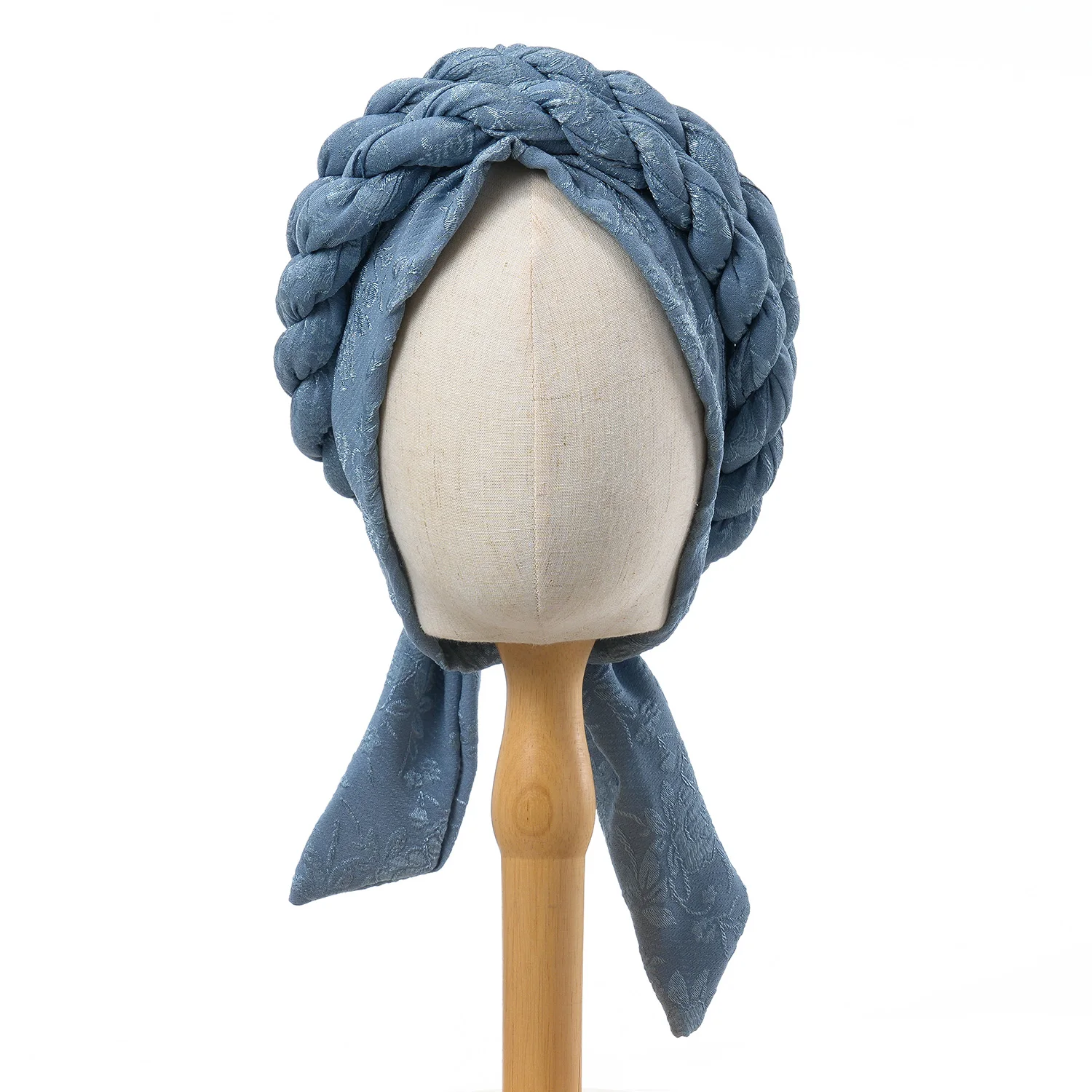 Solid Color Double Braids Turban Caps for Women Fashion Women Muslim Wrap Head Bonnet Headwear Braid Hat Turbante Mujer 4