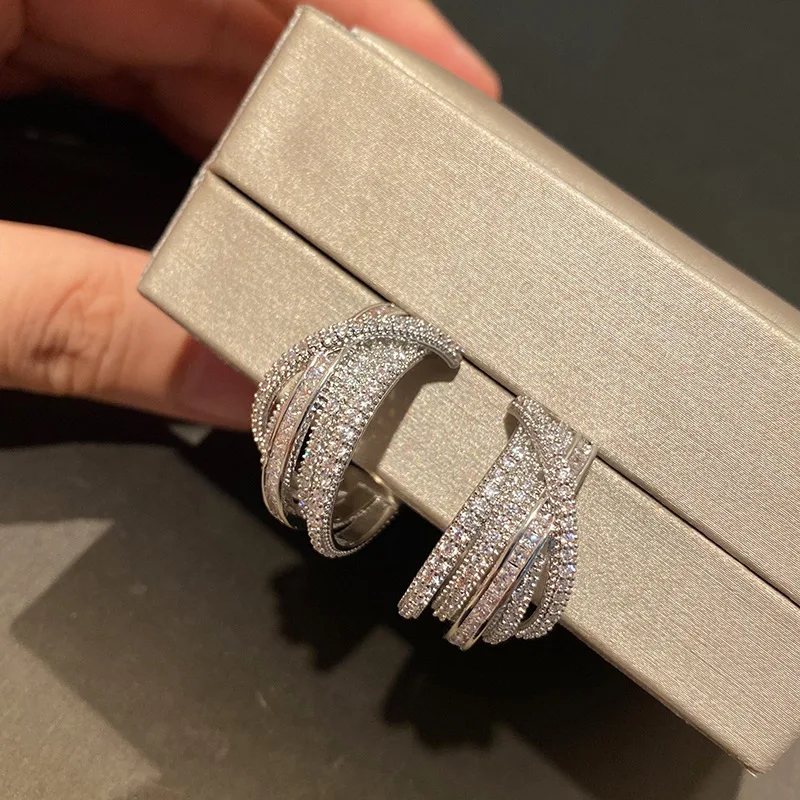 Line Semi Circle C Shape 925 Silver Needle Earrings Small Jewelry For Women High Quality Cubic Zircon Grunge Japanese Gift