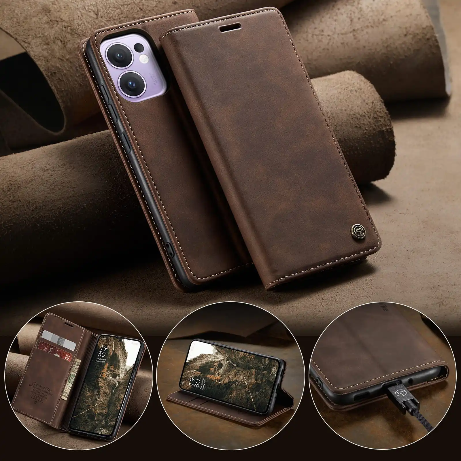 Luxury Retro Leather Wallet Phone Cover with Multiple Card Slots and Stand Function