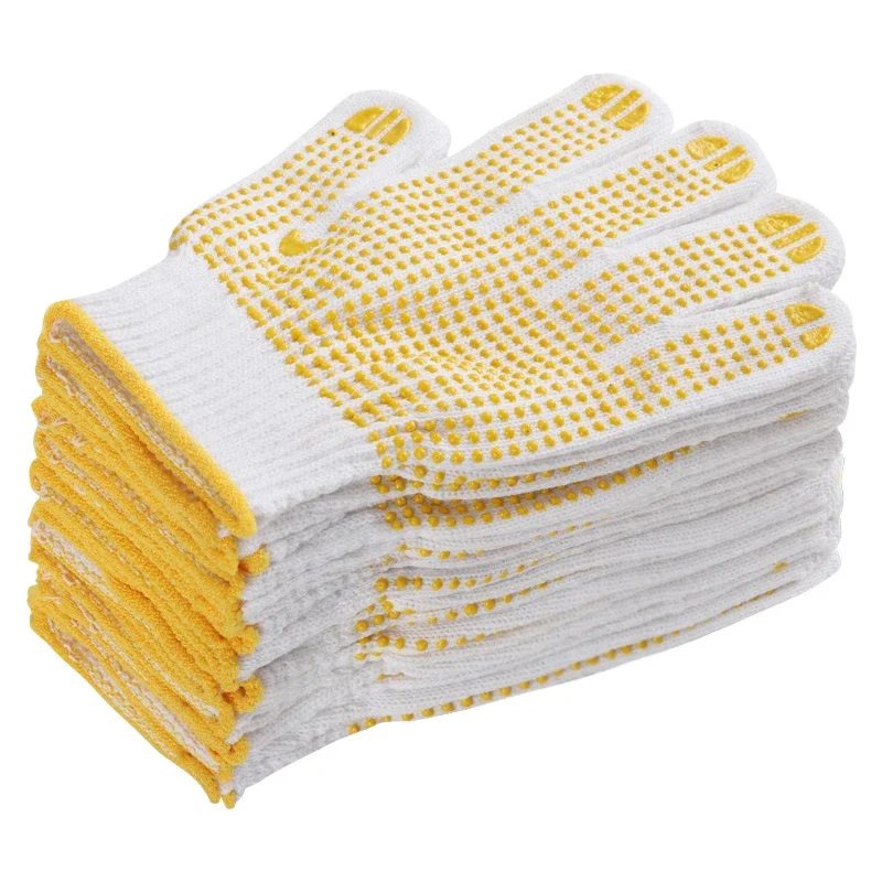 Home Cotton Gloves Dispensing Non-slip Mechanic Gloves Absorb Sweat Work Coldproof Protection Gardening Glove 12Pairs/Bag Cotton Gloves Cotton Work Gloves
