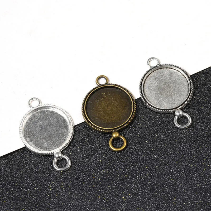 90PCS 20mm Round Connectors Cabochon Base Blank Trays For Jewelry Making DIY Handmade Bracelets Supplies Accessories Wholesale