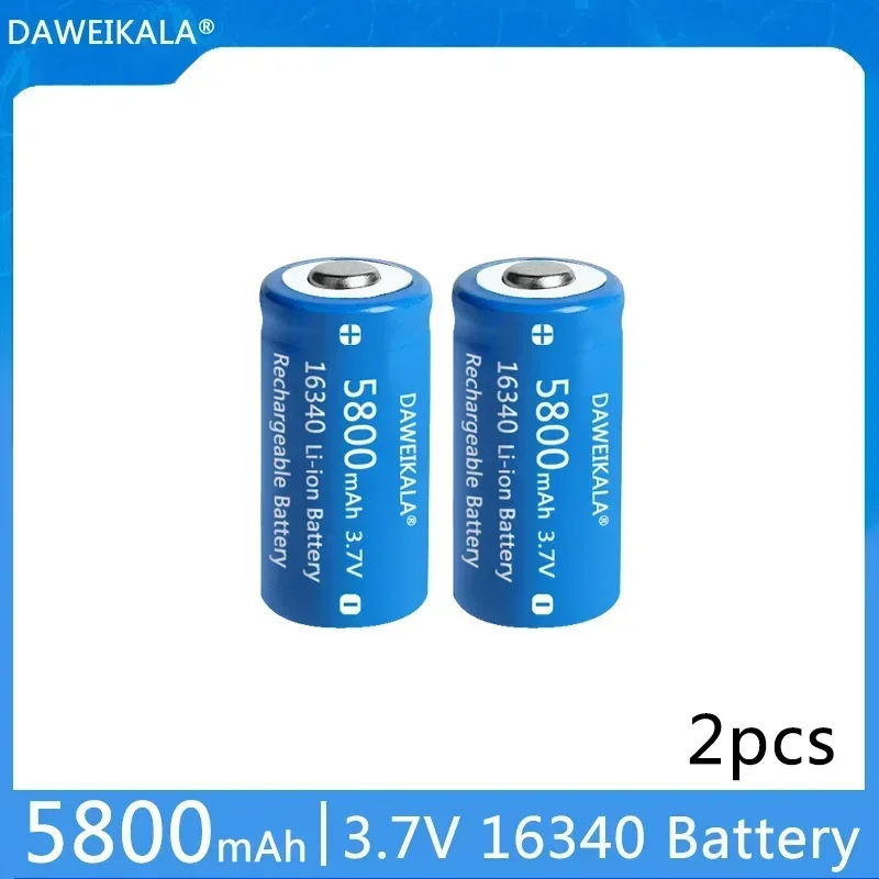 סוללת ליתיום Li-ion 16340 3.7V 5800mAh חדשה CR123A סוללות נטענות 3.7V CR123 עבור עט לייזר פנס LED תא