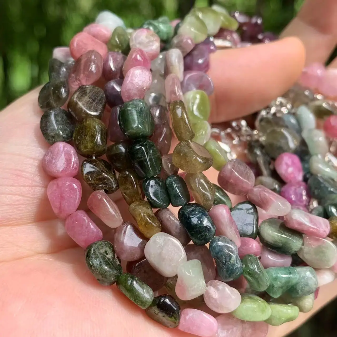 Natural Tourmaline Bracelet colorful Stone Bucket Jewelry Wholesale Design Handmade GEM Beads Healing Women MEN Jewelry Gifts