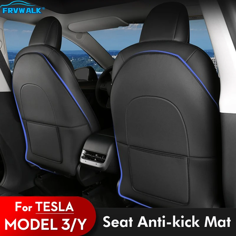 1 Pair Car Leather Antikick Pad For Tesla Model 3 /y Full Seat Back