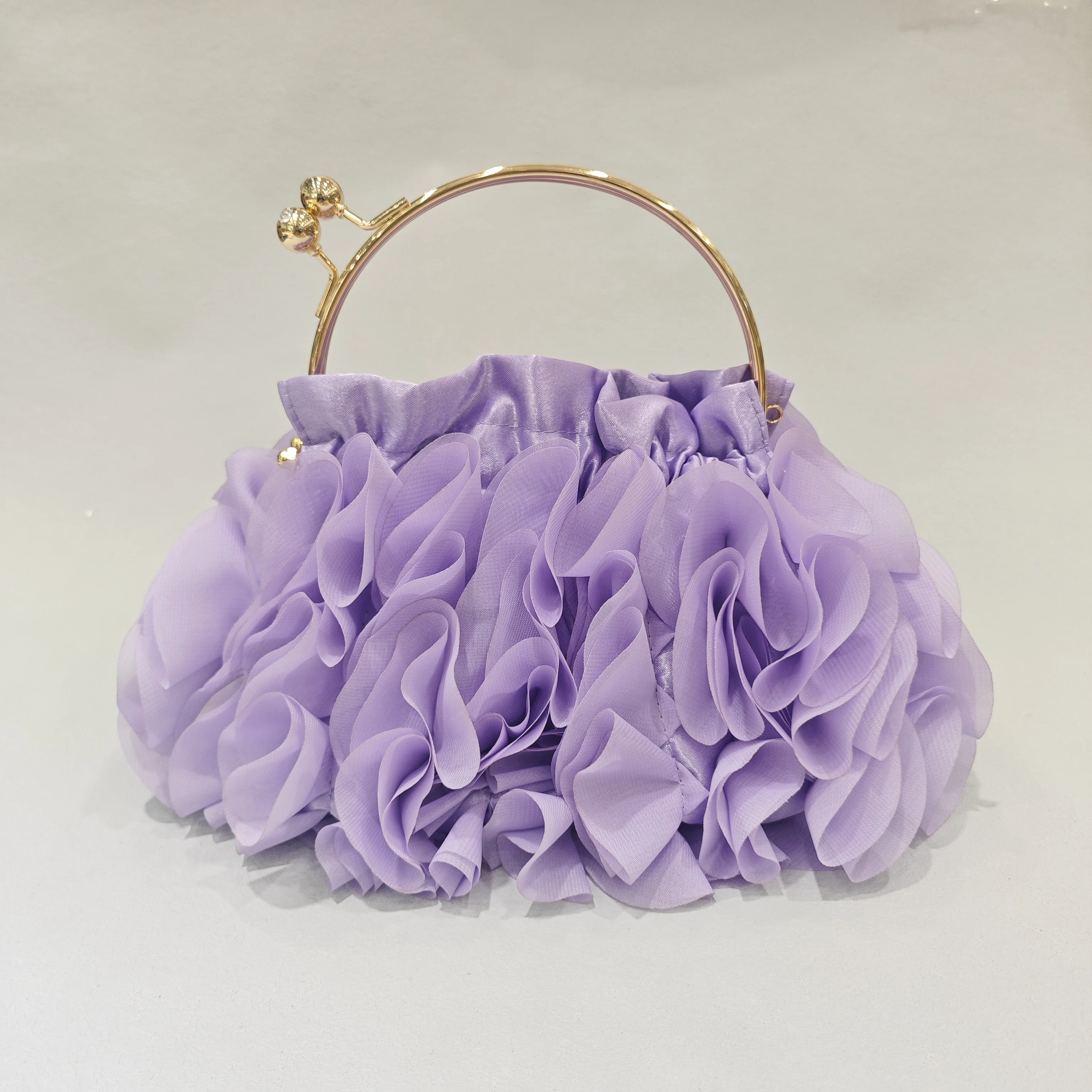 Borsa Da Sera Floreale Con Fiori Fatti A Mano | Pochette Donna Di Lusso In Policarbonato E ABS | Per Matrimoni, Feste E Cerimonie | Colori: Nero, Rosa, Azzurro