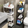 4 Floors Home Bathroom Mobile Storage Rack Beauty Salon Trolley Shelf Portable Clip-in Storage Rack Multi-Layer Snack Rack 1