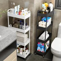 4 Floors Home Bathroom Mobile Storage Rack Beauty Salon Trolley Shelf Portable Clip-in Storage Rack Multi-Layer Snack Rack 1