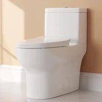 Elongated One Piece Toilet, Dual Flush 0.8/1.28 GPF Toilet with Comfortable Seat Height, Powerful & Quiet Modern Standard Toilet 1