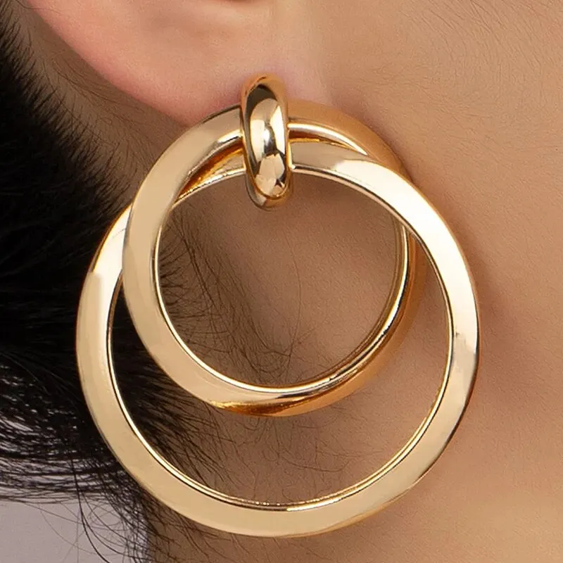Hoop Earrings Gold Twisted Big Hoop Earrings For Women Night Club Party Girls Drop Earrings Geometric Statement
