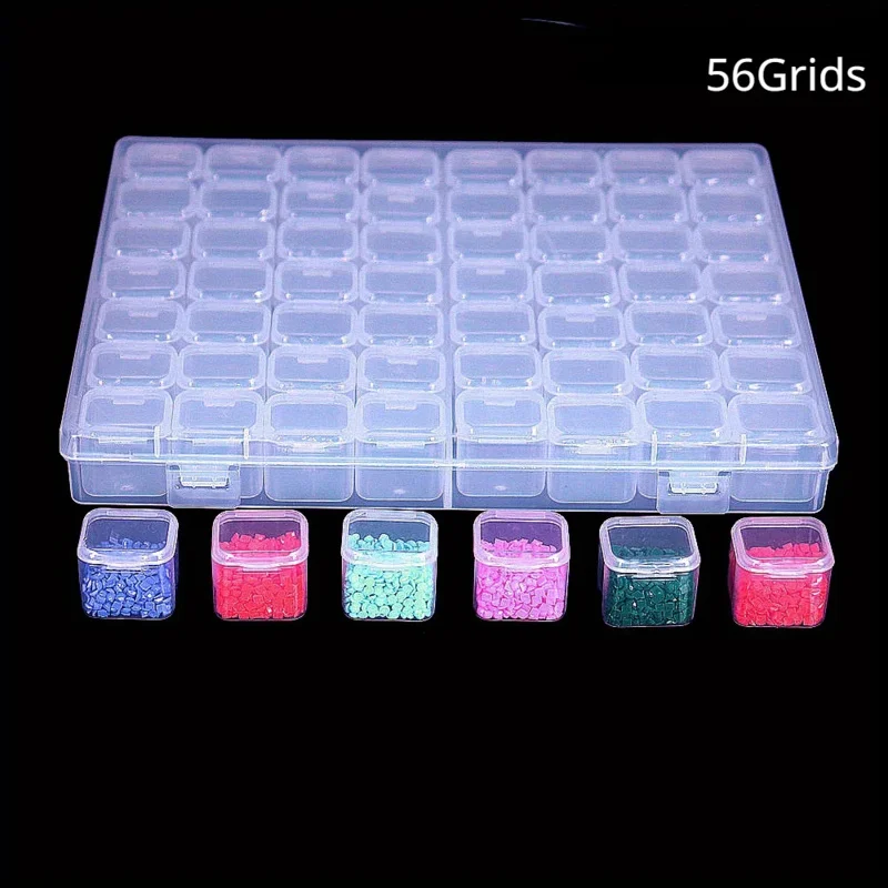 1 Set Of 28/56 Grids DIY Diamond Painting Tool Jewelry Nail Loose Bead Organizer Independent Rice Bead Storage Container