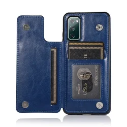 Elegant Double Button Flip PU Leather Wallet Case with Card Slots and Enhanced Protection - Galaxy S10 Lite (Blue)