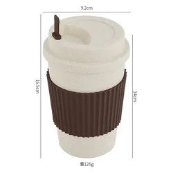 Eco - Friendly Reusable Wheat Straw Coffee Mug with Lid - Portable & Dishwasher Safe - 450ml (Gray)