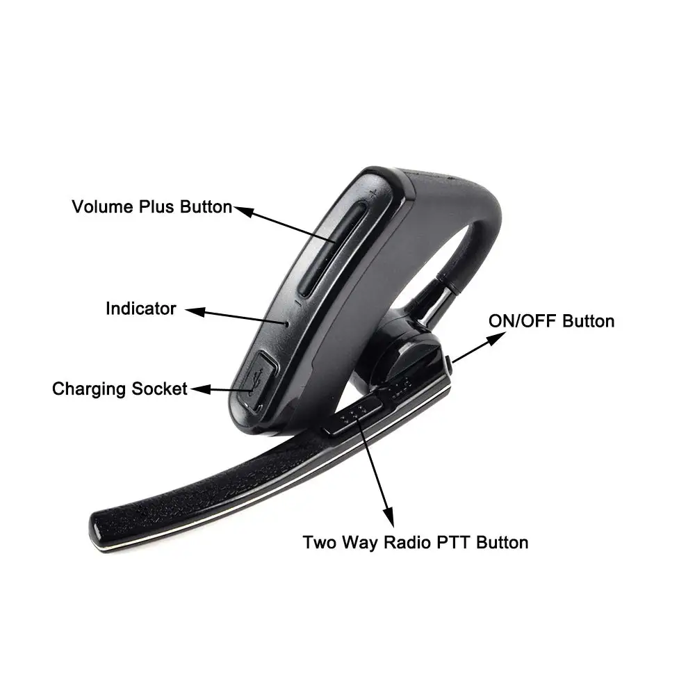 Wireless Walkie Talkie Bt PTT Headset Earpiece for Kenwood Baofeng MOTOROAL DEP450 CP200D Microphone Headset Adapter