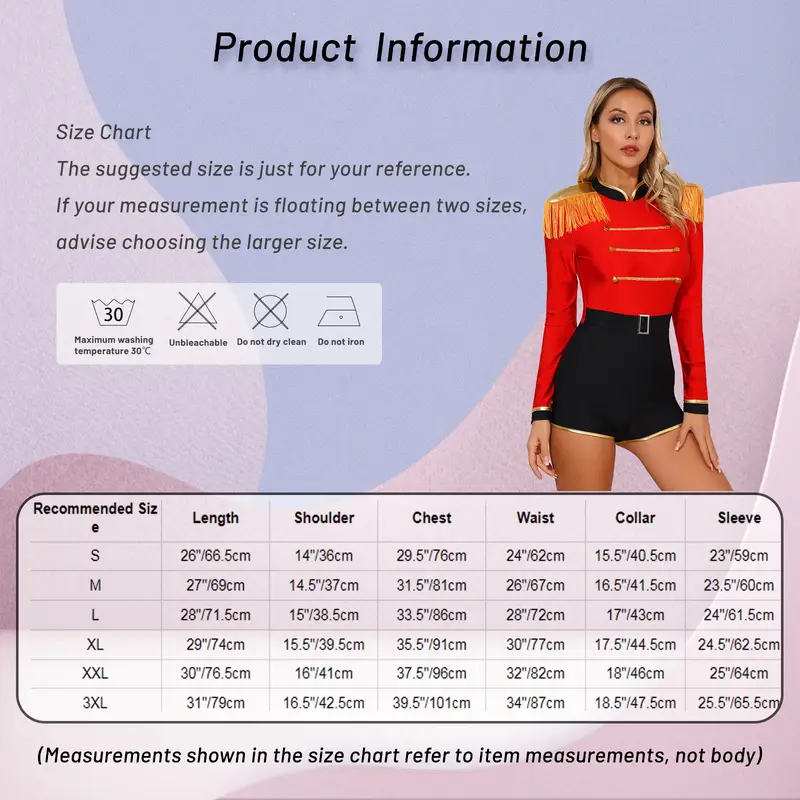 Women Circus Costume Ringmaster Tulle Skirted Tutu Leotard Dress Festival Long Sleeve Fringed Shoulder Halloween Fancy Costume - Image 6