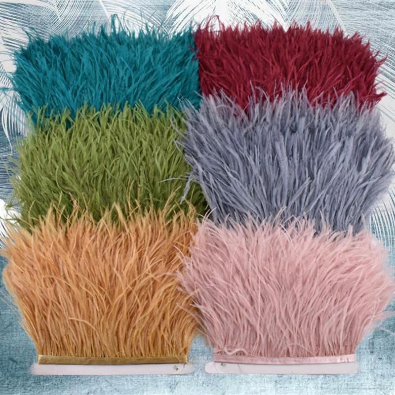 10-15Cm Struisvogelveren op Tape Lint Fringe Trim Voor Naaien