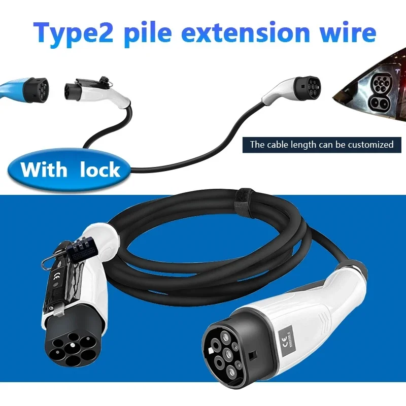 Portable EV Charging Cable 32A 22KW 3 Phase Electric Car Charger 3.5KW 16A 1 Phase Anti-theft strap for wired charging stations