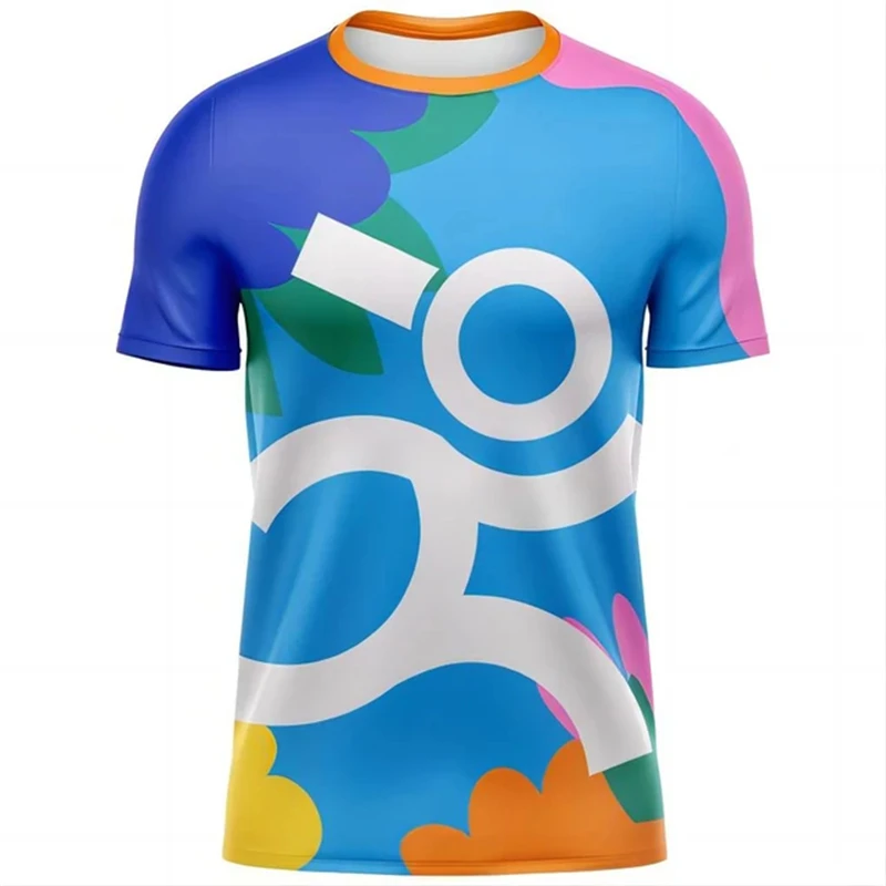 Magliette da corsa di moda semplice Estate Casual Fitness all'aperto 3D stampato Uomo Donna T-shirt sportive Girocollo allentato Tuta Tee - Image 2