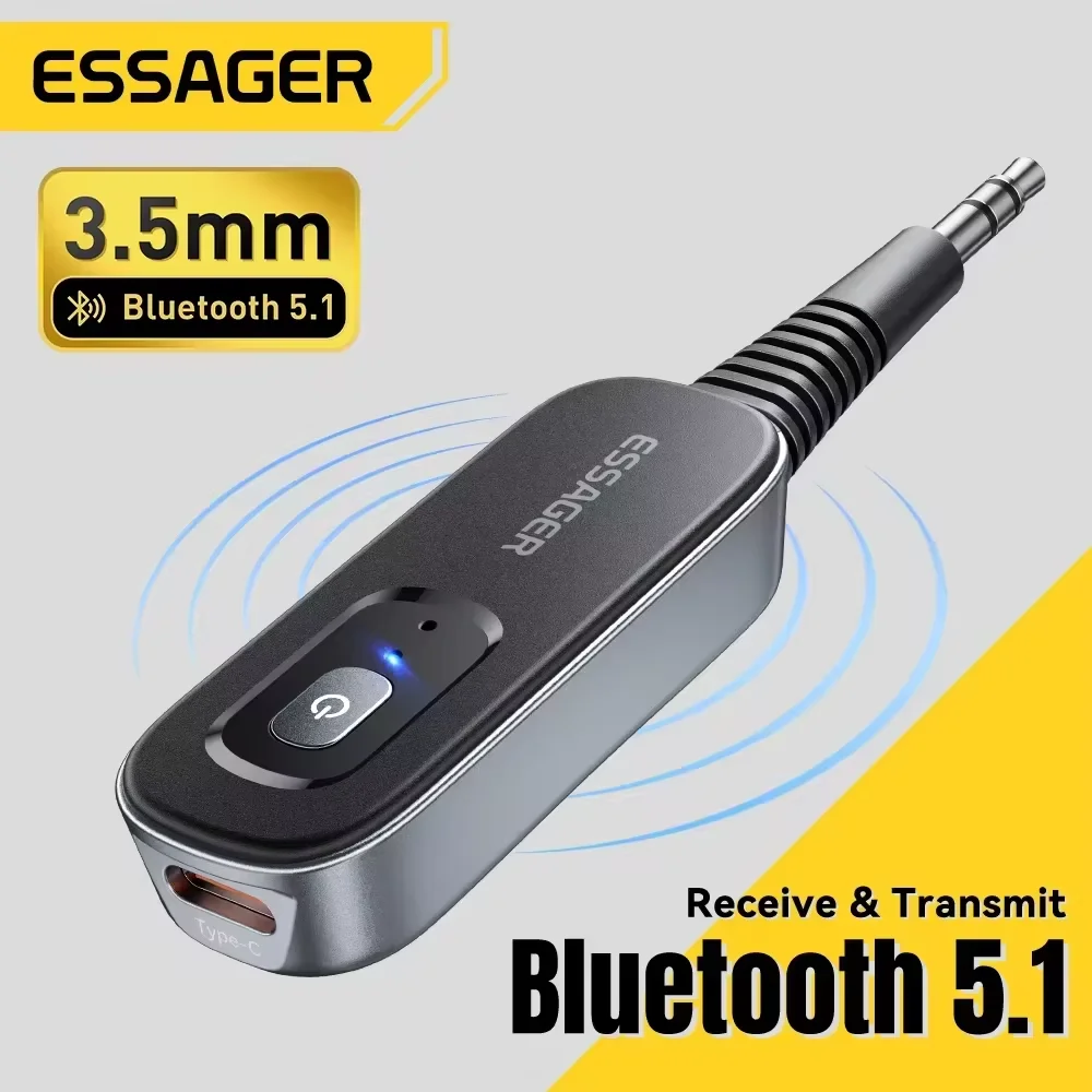 Bluetooth Adapter 2-in-1 Bluetooth Audio Receiver Transmitter Wireless 5.1 3.5mm AUX for Earphones TV Car