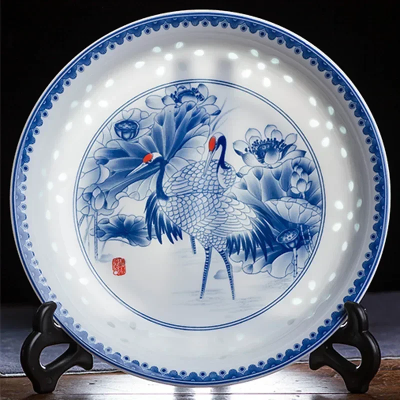 Chinese 8inch Blue White And Porcelain Dinner Ceramic Plates Vintage Dragon Kitchen Plate Round Tableware Food Household Tray