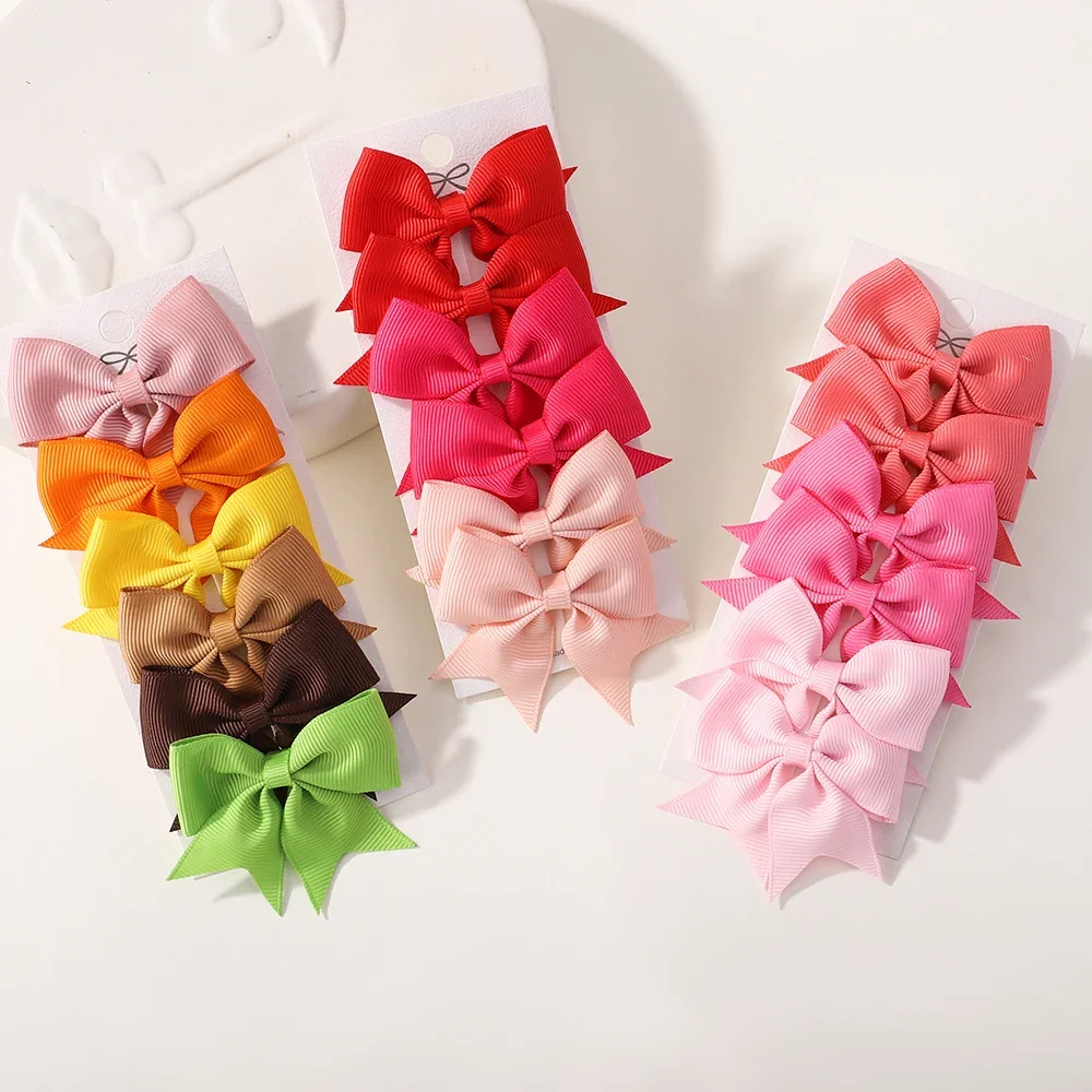 Hair Accessories 6PCS/Set Solid Color Hair Clips Girls Boutique Bowknot Handmade Headwear For Girls Gift