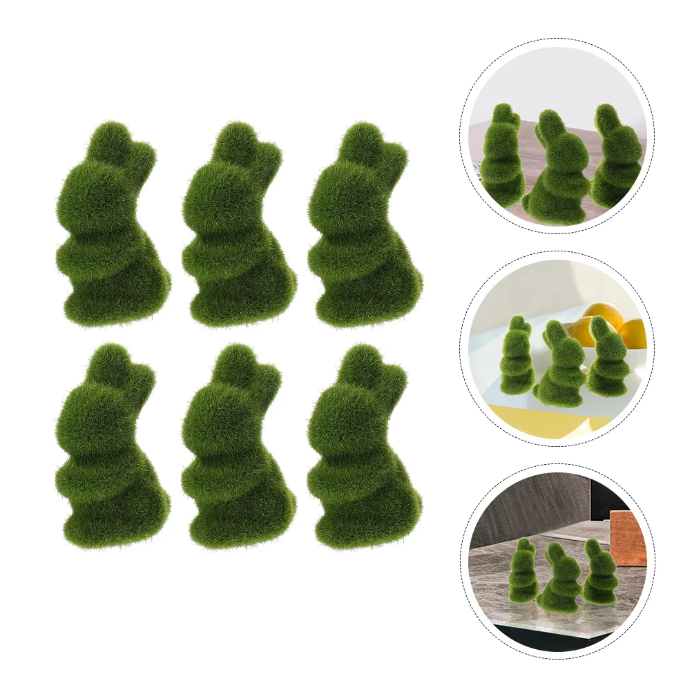 

Rabbit Easter Turf Grass Bunny Green Crafts Adornment Decor Adorable Ornament Funny Figurine Imitated Animal Artificial
