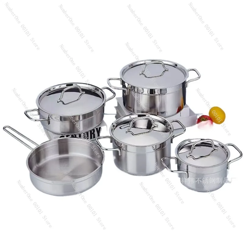 Thickened 5-Layer Stainless Steel Cookware Set, 9-Piece Heat-Resistant ...