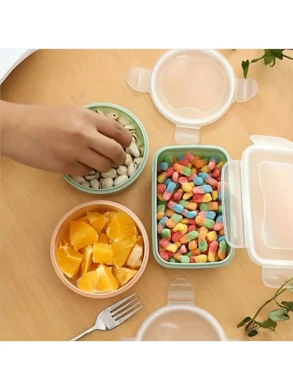 1pc Mini Round Food Storage Box, Kitchen Lunch Box Fridge Sealed Container, Rectangular Plastic Sealed Storage Box Small Food