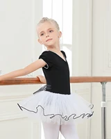 Ballet Tutu Dress Girl Short Sleeve Ballerina Costume Kids Toddler Ballet Outfit Cotton Dance Leotards with Tutu Skirts 3