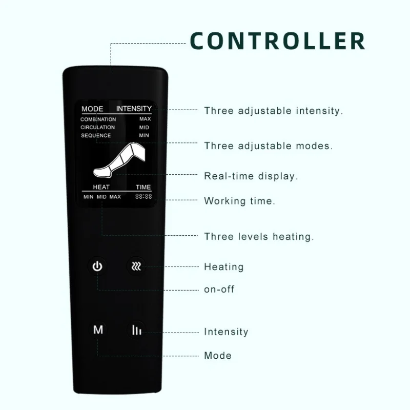 Air Compression Leg Massager with Heat for Muscle Fatigue Relief