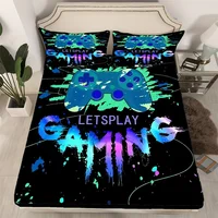 Painted Player Game Controller Print Fitted Sheet Set Mattress Cover Bedding Comfortable Breathable Bedding Set With Deep Pocket 2
