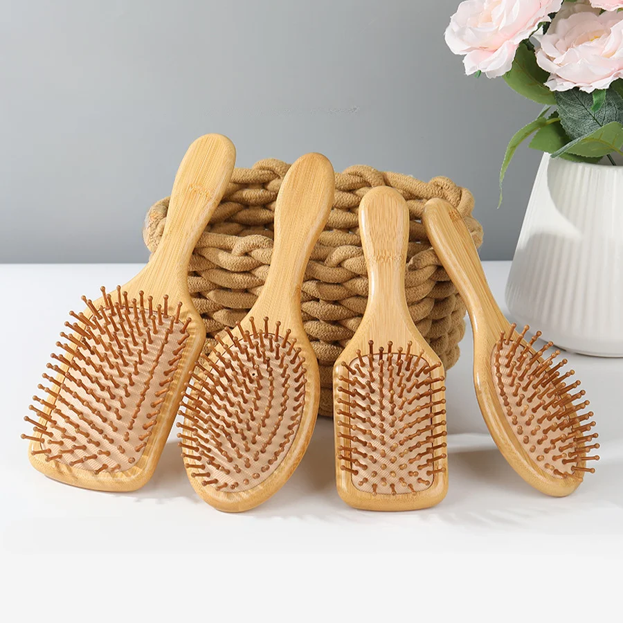Bamboo Comb Hand-held Round-head Bamboo Teeth That Do Not Hurt Hair Household Rubber Air Cushion Comb Professional Hair Products hair comb hair comb set