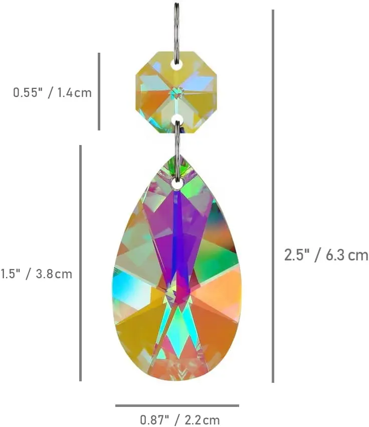 Crystal Beads Crystal Sun Catcher Chandelier Crystal Drops Crystal Beads Garlands 5pcs AB Color 38mm Teardrop Crystal Glass Pendant Prisms SunCatcher Garland for Chandelier Part Wedding Party Xmas Hanging