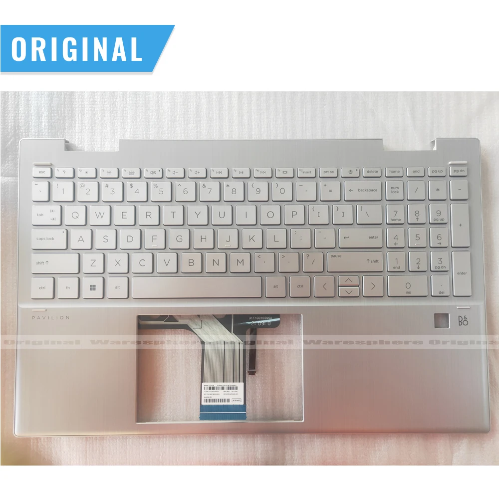 

New Original Palmrest for HP X360 Pavilion 15-ER With US Backlit Keyboard With Fingerprint Hole Silver M45130-001