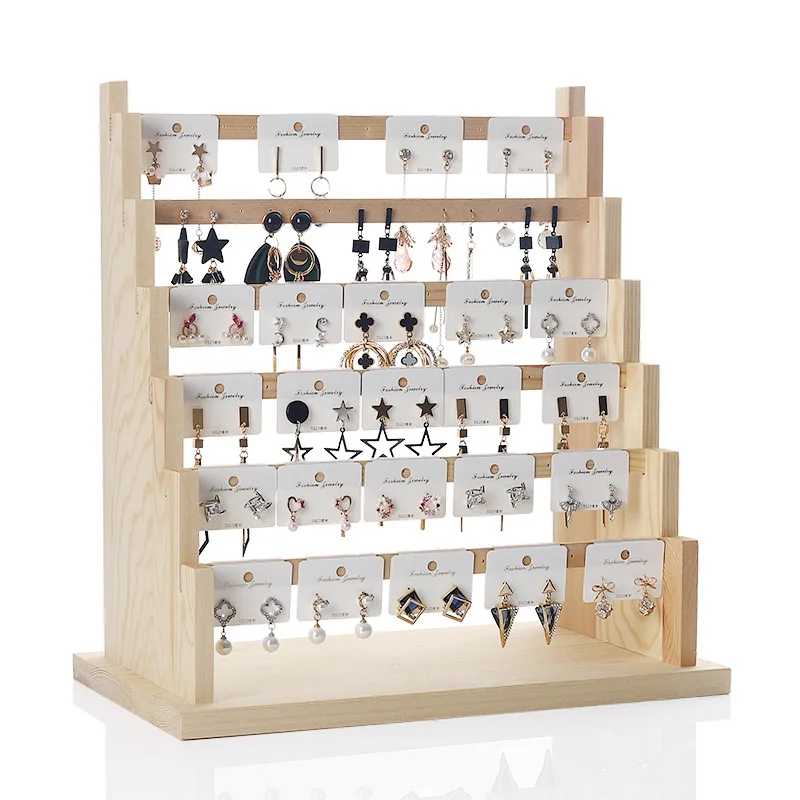 

Solid wood earring rack to store jewelry rack, stall, ear clip earring rack, necklace, bracelet, jewelry display rack, props