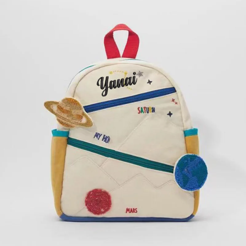 Рюкзак детский с вышивкой, с астронавтом, для начинающих ходить детей, с планетами, компактный