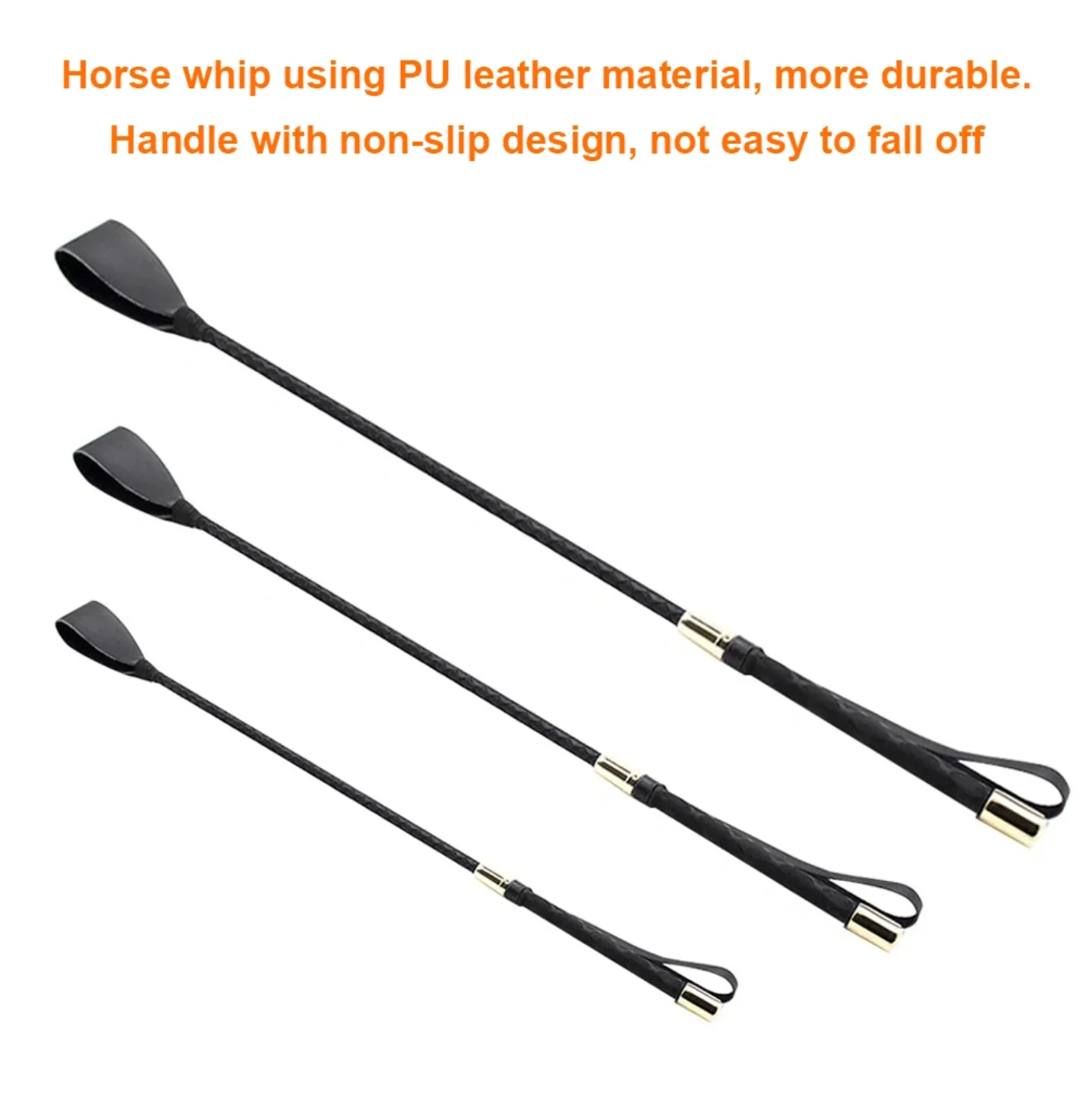 Riding Equestrian Whip Training PU Leather Lash Anti-slip Portable for Outdoor Racing Performance Beginner equestrian whip