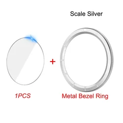 Enhanced Metal Bezel Ring with Tempered Glass Protective Film for MI Watch S4 S4 eSIM (Scale Silver)