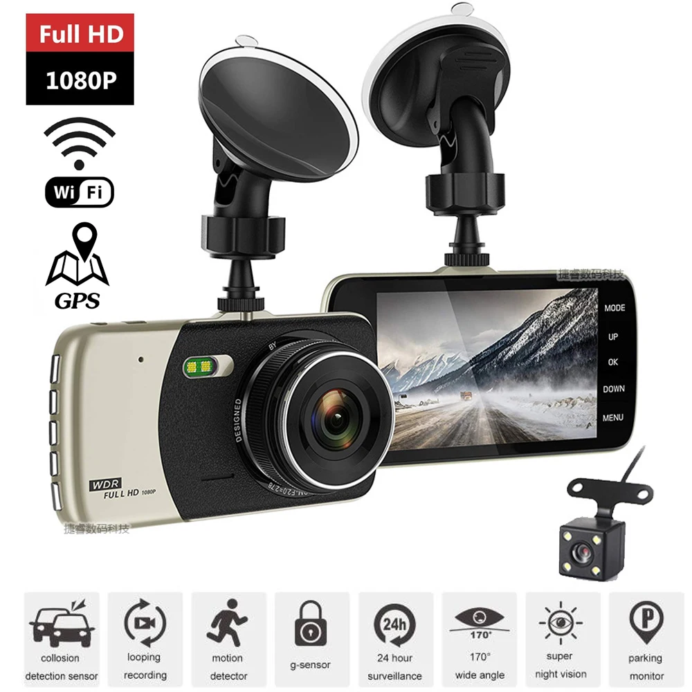 Dash Cam For Car Auto DVR 4K Dashcam Car Camera Video Recorder With Rear  View Camera Black Box Drive Recorder 3 Inch WiFi GPS - AliExpress